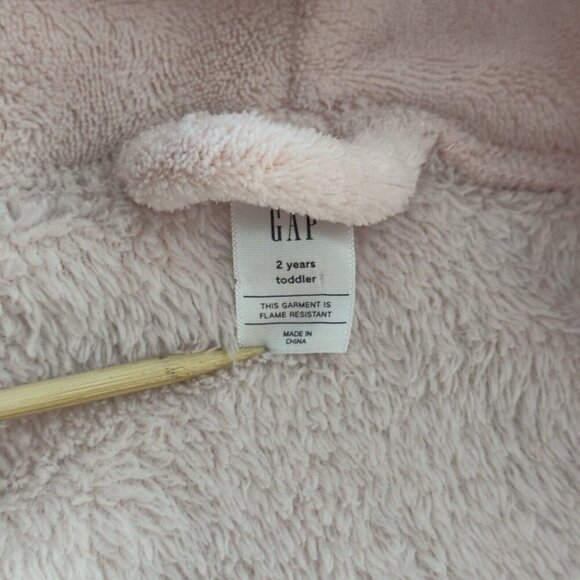 Baby Gap‎ 2T Girls Yummy Robe Bear Ears Pink Cameo Soft Fleece Hooded Bath Sleep - Picture 9 of 9
